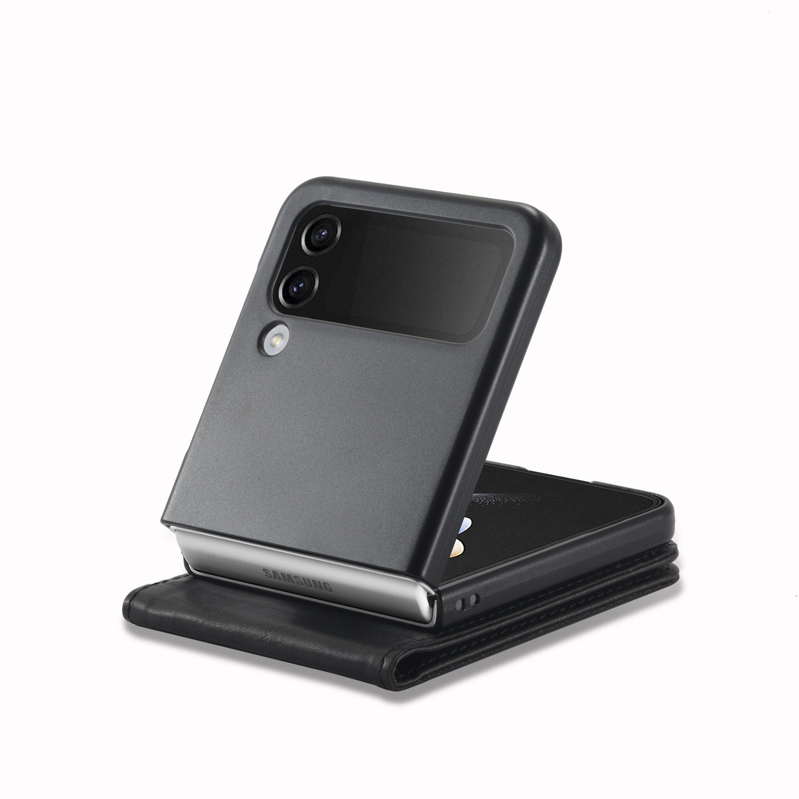 Folding Leather Cover For Samsung Galaxy Z Flip 3 4 Flip4 Flip3 5G Magnetic Protective Cards Solt Wallet Bag Business Phone Case