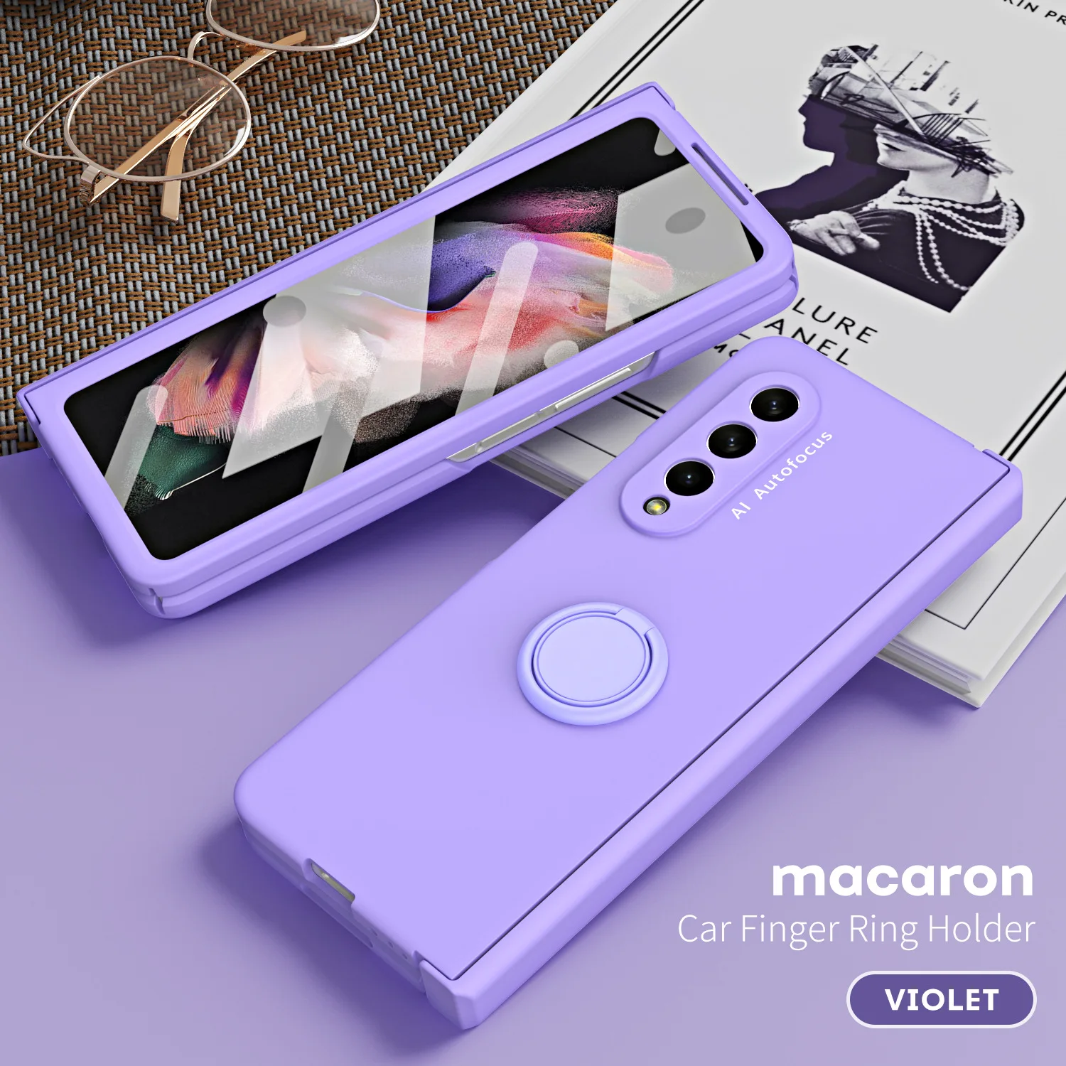 Matte Frosted Car Magnetic with Screen Protector Fashion Phone Case for Samsung Galaxy Z Fold5 Fold4 Fold3 Fold2 Protective Case