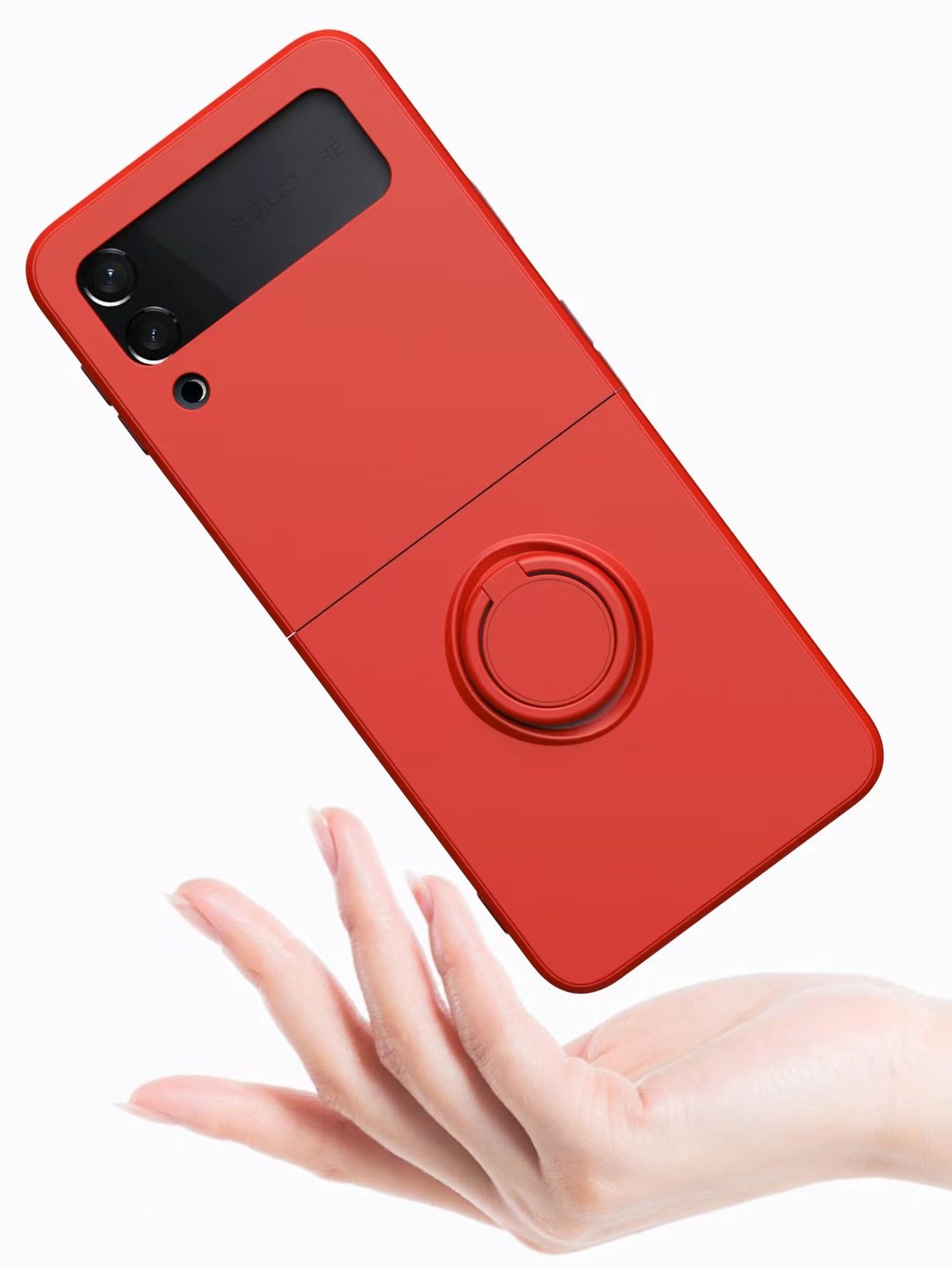 Liquid Silicone Phone Case For Samsung Galaxy Z Flip 4 Flip3 Flip4 Flip3 5G Ring Holder Stand Kickstand Shockproof Folding Cover