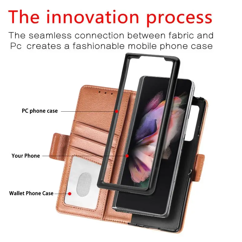Magnetic Flip Phone Case For Samsung Galaxy Z Fold 5 4 3 Fold Phone Cover Shockproof Phone Cover With Pen Holder(Exclude Pen)