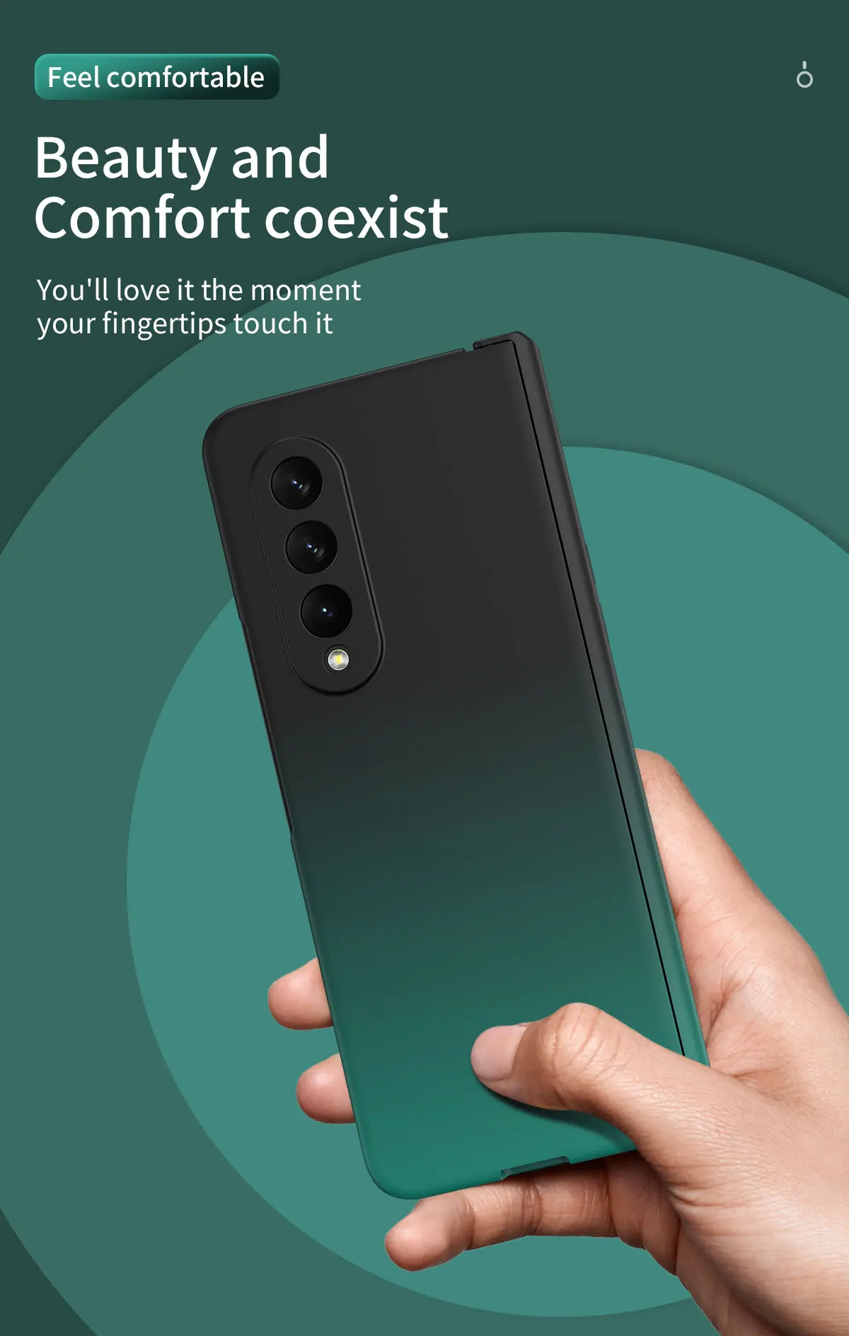 Hinge Gradient Case for Samsung Galaxy Z Fold 4 3 2 Cover with Front Glass Film Full Protective Camera Flip Antifinerprint Shell