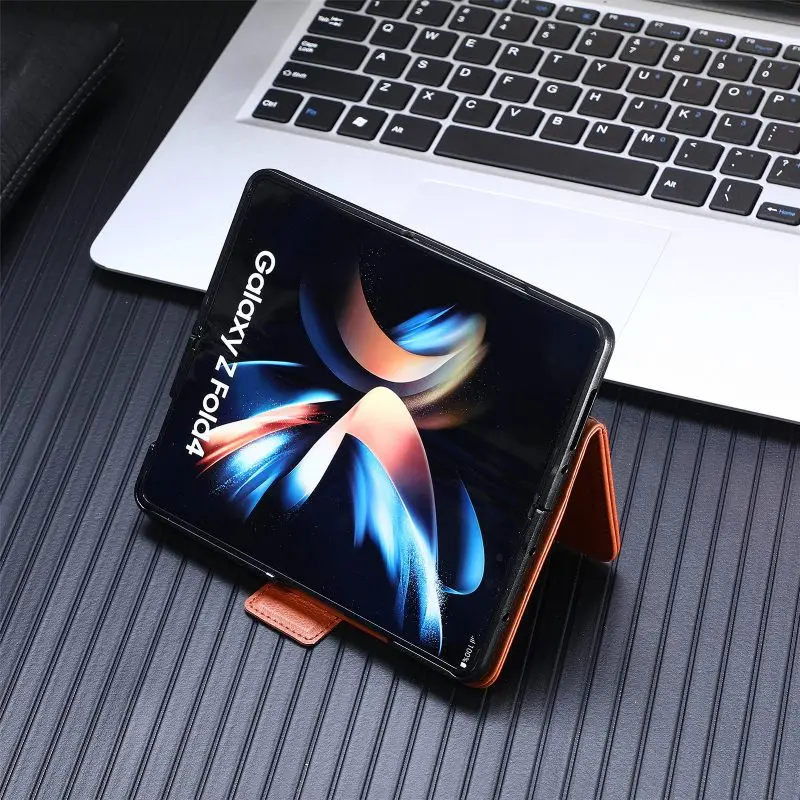 Magnetic Flip Phone Case For Samsung Galaxy Z Fold 5 4 3 Fold Phone Cover Shockproof Phone Cover With Pen Holder(Exclude Pen)