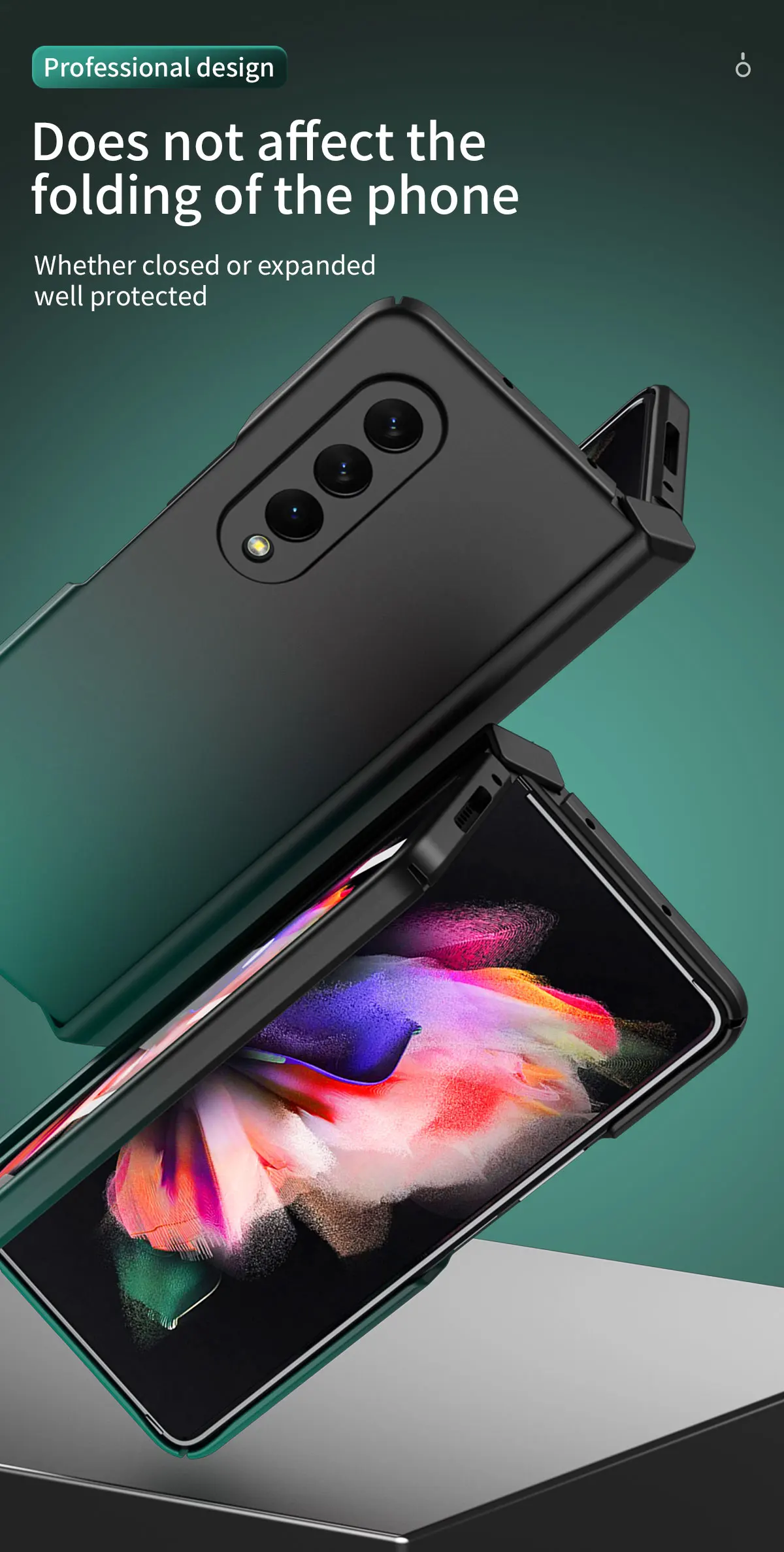 Hinge Gradient Case for Samsung Galaxy Z Fold 4 3 2 Cover with Front Glass Film Full Protective Camera Flip Antifinerprint Shell
