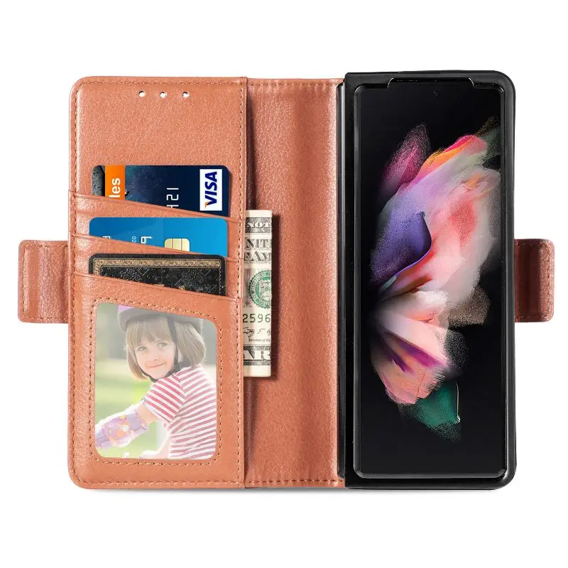 Magnetic Flip Phone Case For Samsung Galaxy Z Fold 5 4 3 Fold Phone Cover Shockproof Phone Cover With Pen Holder(Exclude Pen)