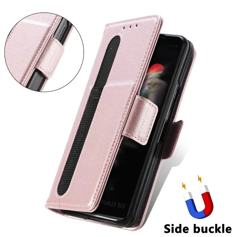 Magnetic Flip Phone Case For Samsung Galaxy Z Fold 5 4 3 Fold Phone Cover Shockproof Phone Cover With Pen Holder(Exclude Pen)