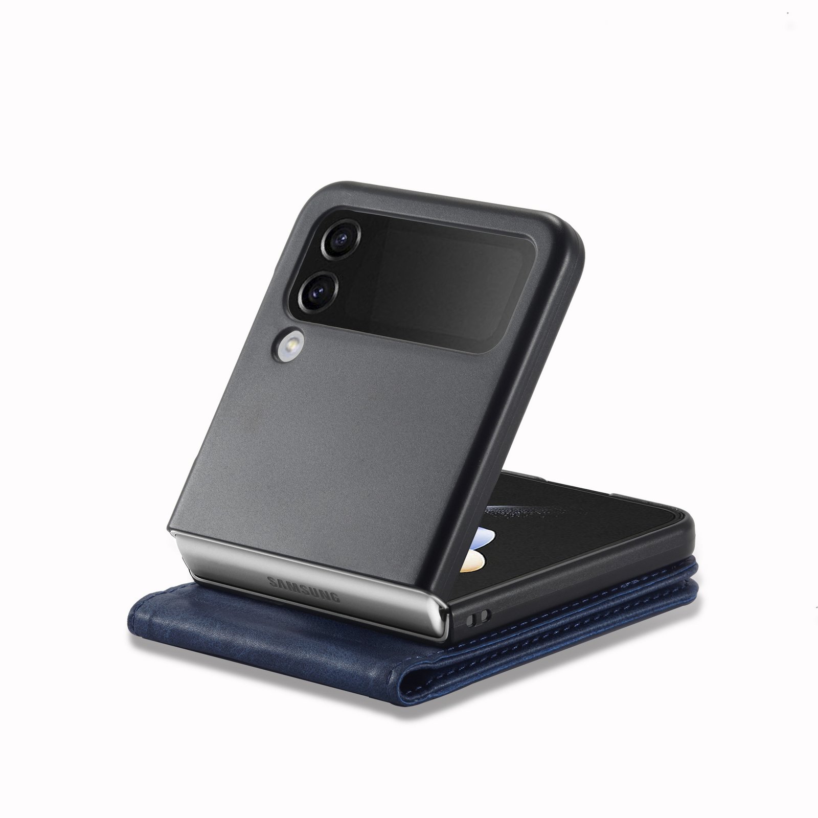 Folding Leather Cover For Samsung Galaxy Z Flip 3 4 Flip4 Flip3 5G Magnetic Protective Cards Solt Wallet Bag Business Phone Case