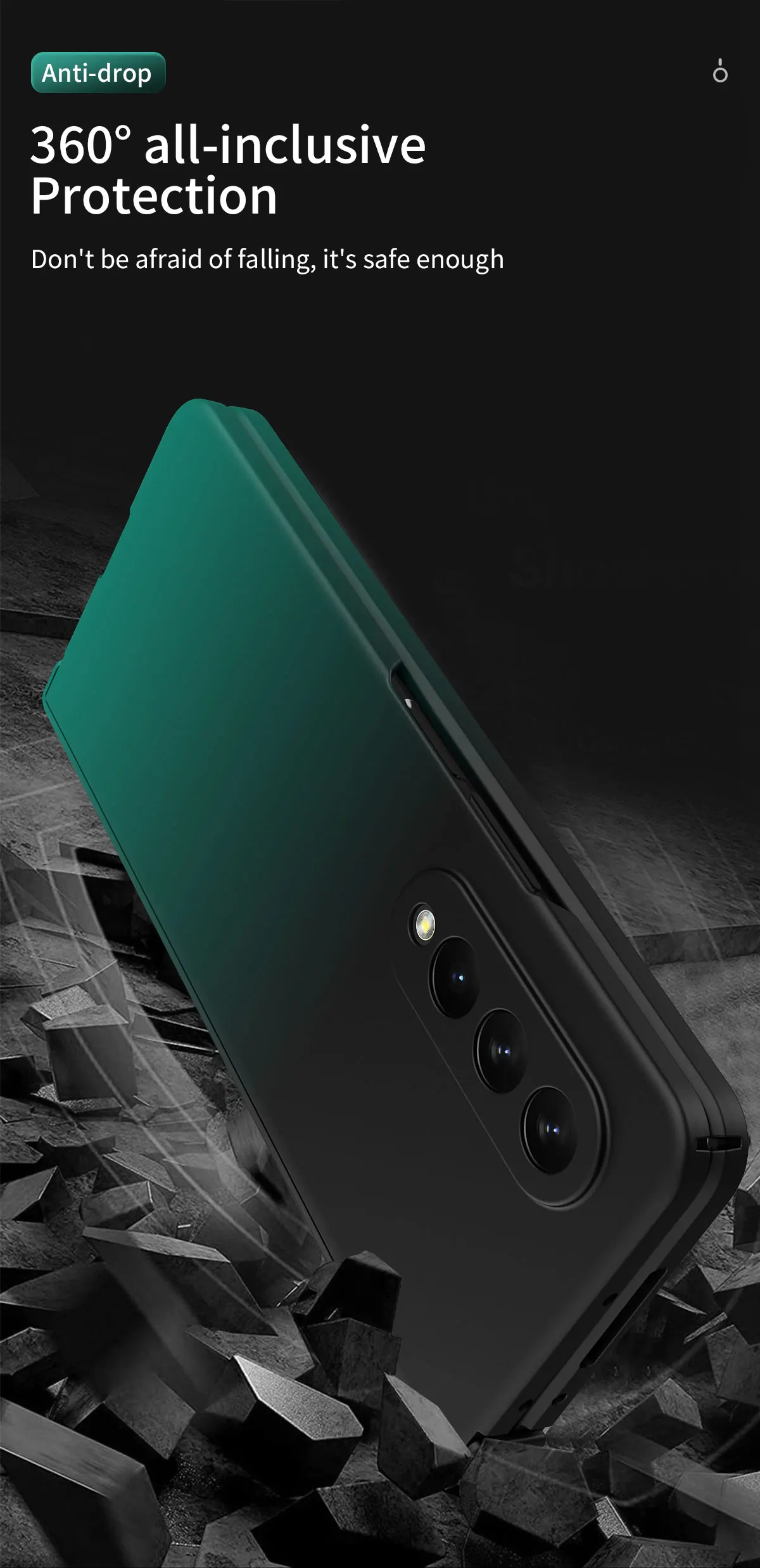 Hinge Gradient Case for Samsung Galaxy Z Fold 4 3 2 Cover with Front Glass Film Full Protective Camera Flip Antifinerprint Shell