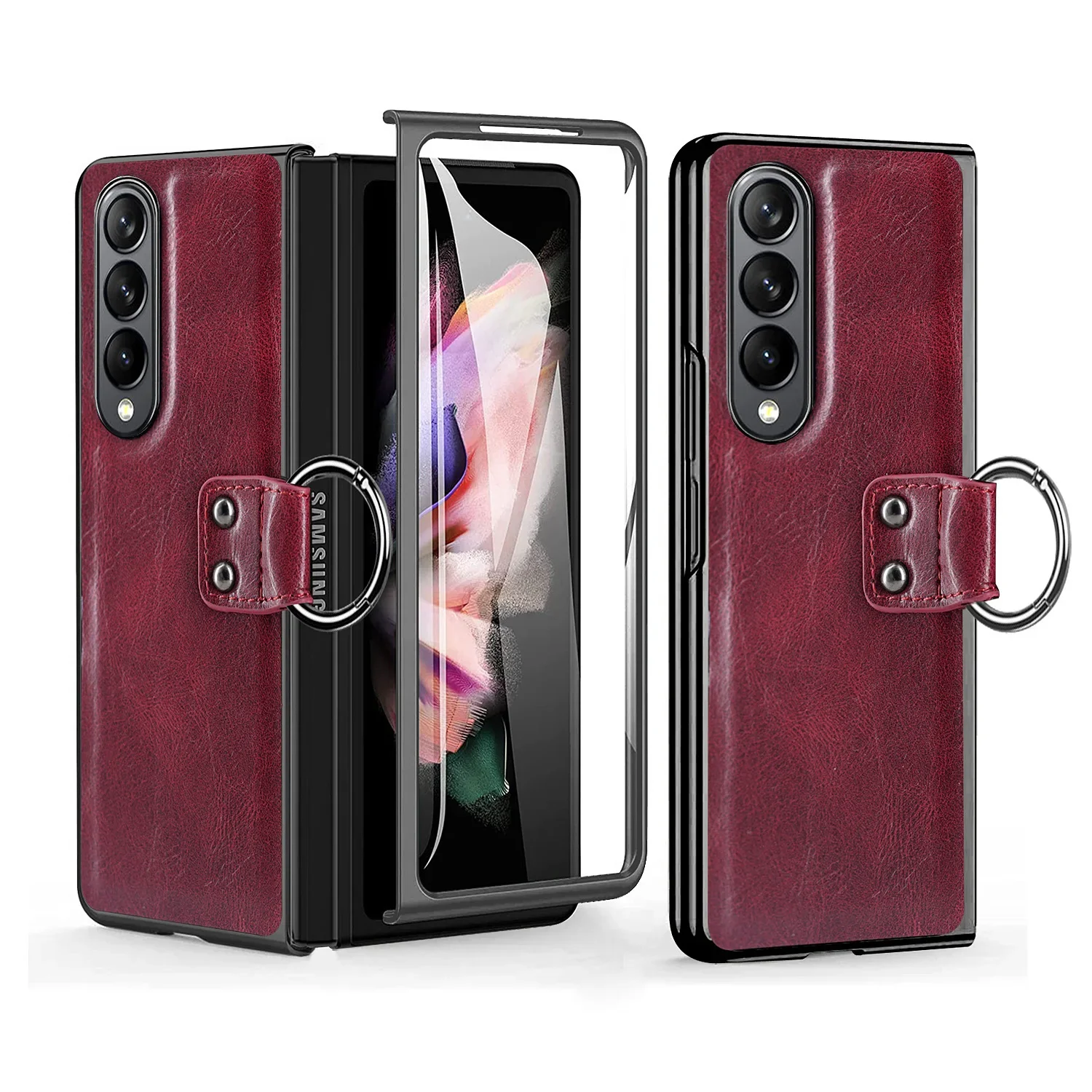 New Men's Business Phone Cases For Samsung ZFold 4 3 Folding ZFold2 Electroplating Leather Case Film Integrated Protective Cover
