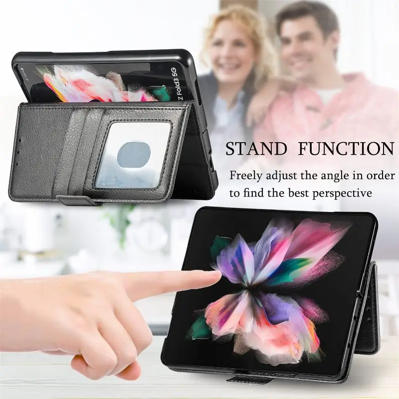 Magnetic Flip Phone Case For Samsung Galaxy Z Fold 5 4 3 Fold Phone Cover Shockproof Phone Cover With Pen Holder(Exclude Pen)