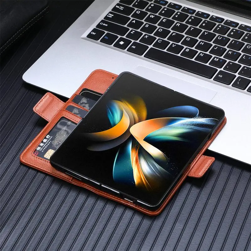 Magnetic Flip Phone Case For Samsung Galaxy Z Fold 5 4 3 Fold Phone Cover Shockproof Phone Cover With Pen Holder(Exclude Pen)
