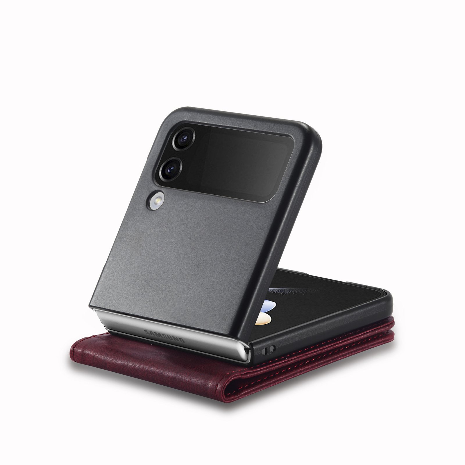 Folding Leather Cover For Samsung Galaxy Z Flip 3 4 Flip4 Flip3 5G Magnetic Protective Cards Solt Wallet Bag Business Phone Case