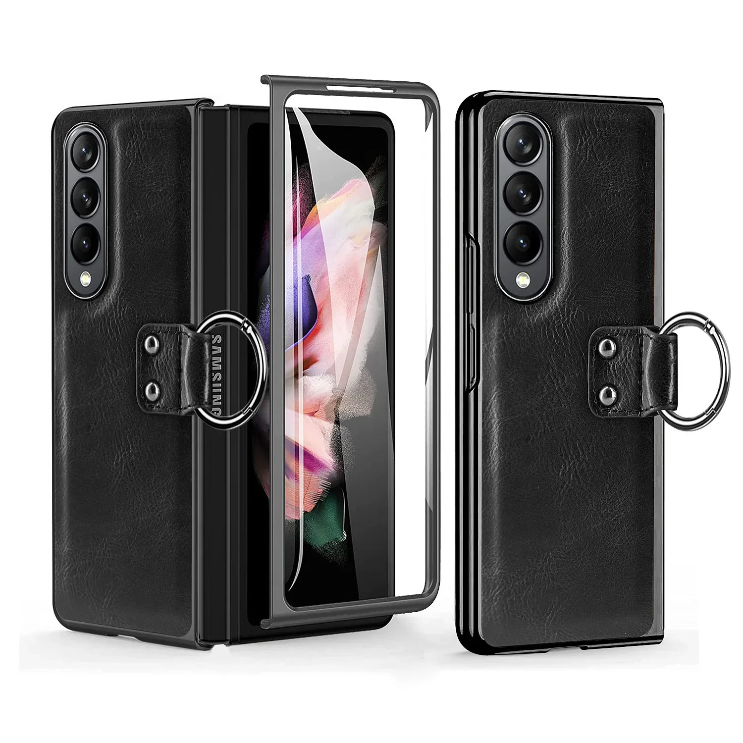 New Men's Business Phone Cases For Samsung ZFold 4 3 Folding ZFold2 Electroplating Leather Case Film Integrated Protective Cover