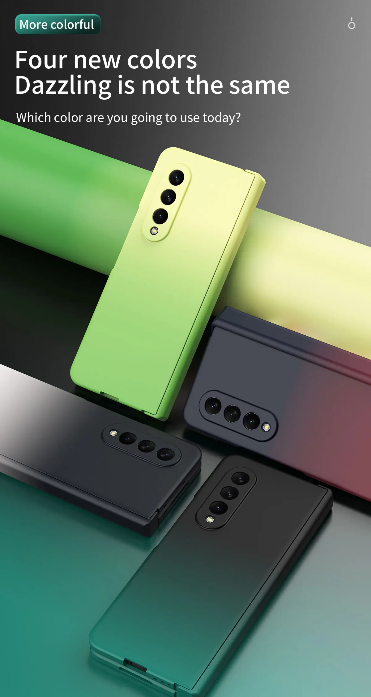 Hinge Gradient Case for Samsung Galaxy Z Fold 4 3 2 Cover with Front Glass Film Full Protective Camera Flip Antifinerprint Shell