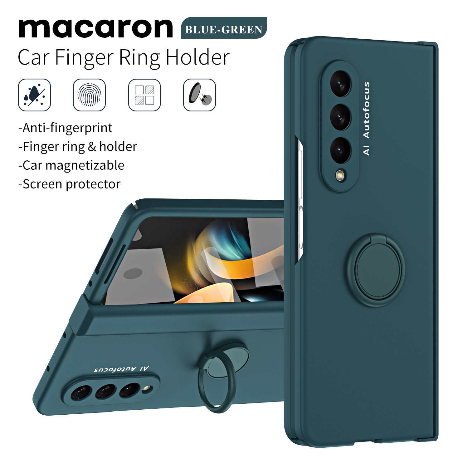 Matte Frosted Car Magnetic with Screen Protector Fashion Phone Case for Samsung Galaxy Z Fold5 Fold4 Fold3 Fold2 Protective Case