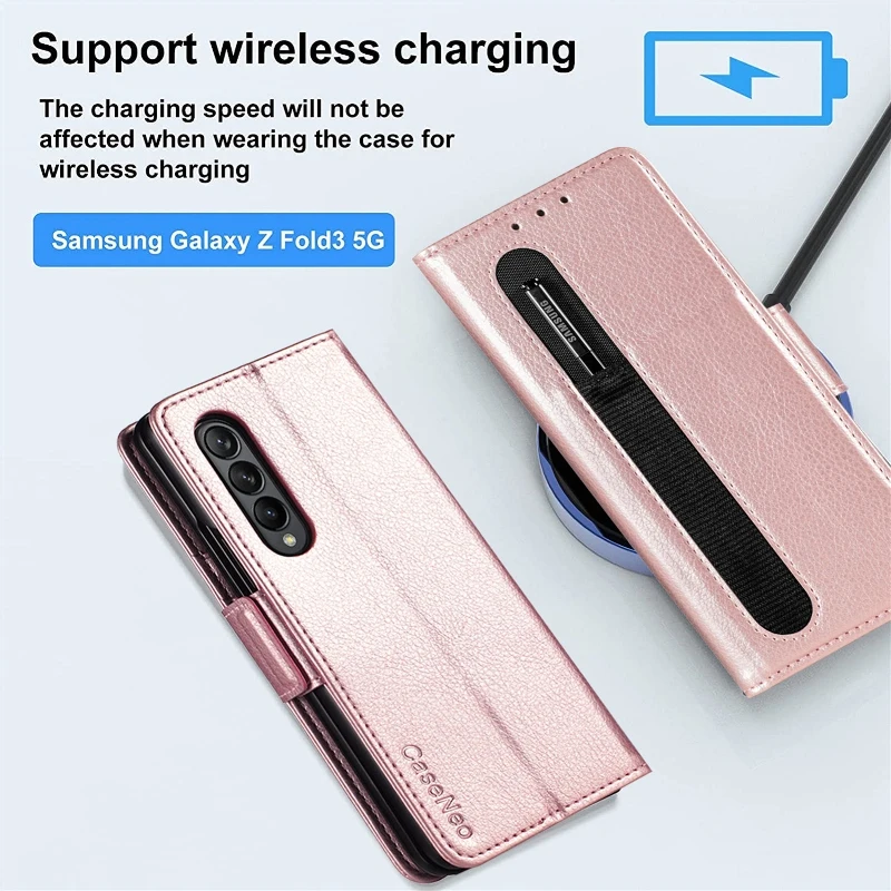 Magnetic Flip Phone Case For Samsung Galaxy Z Fold 5 4 3 Fold Phone Cover Shockproof Phone Cover With Pen Holder(Exclude Pen)